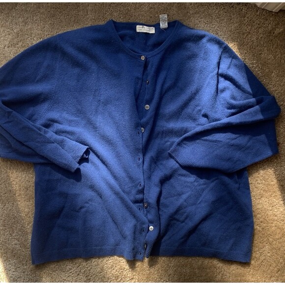 VINTAGE Cashmere Lord & Taylor Blue Cardigan Size 3X - Picture 2 of 4